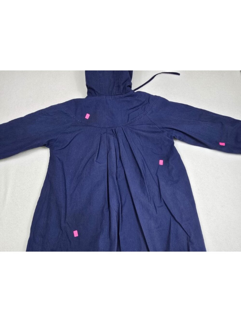 London Fog Girls 10 Hooded Navy Blue Coat Faux Fur Interior FLAWED - Picture 5 of 10